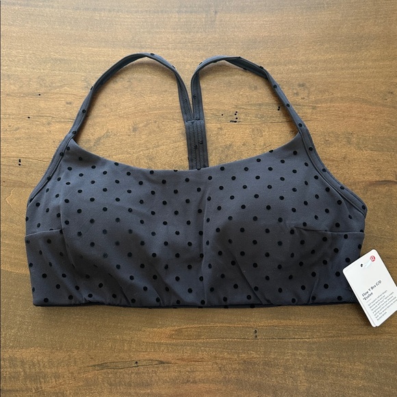 lululemon athletica Other - LULULEMON Flow Y Bra Light Support C/D Cup Evolve Flocked Polka Flock Black Sz S